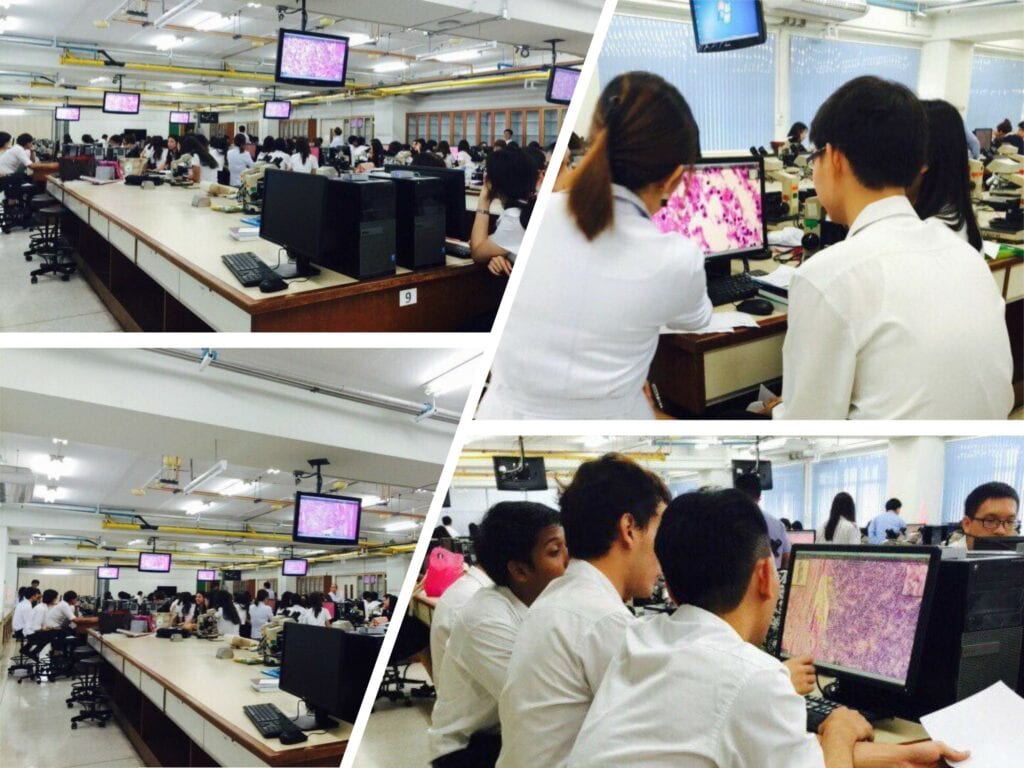 Students using 3DHISTECH's education solutions at the Chulalongkorn University